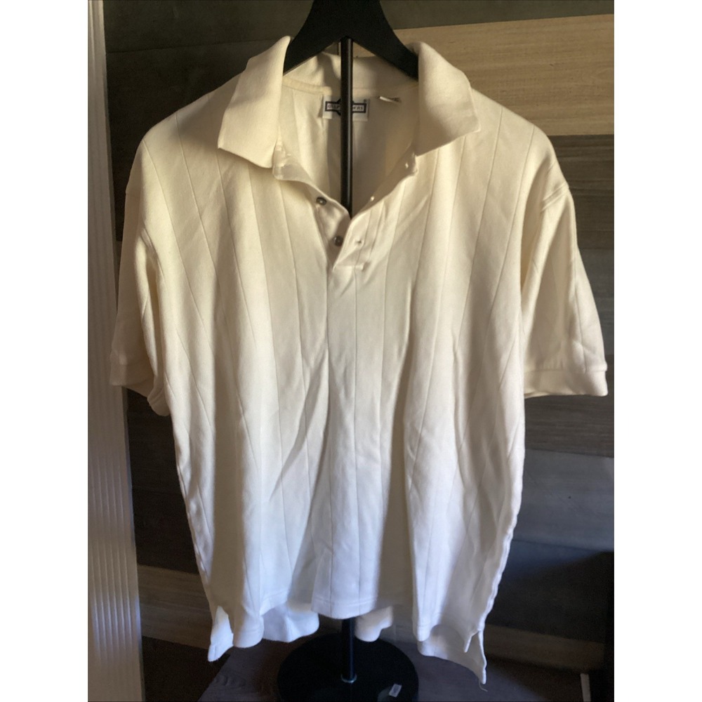 Vtg MENS Gulf Traders Polo Med Cream Color 100% Cotton